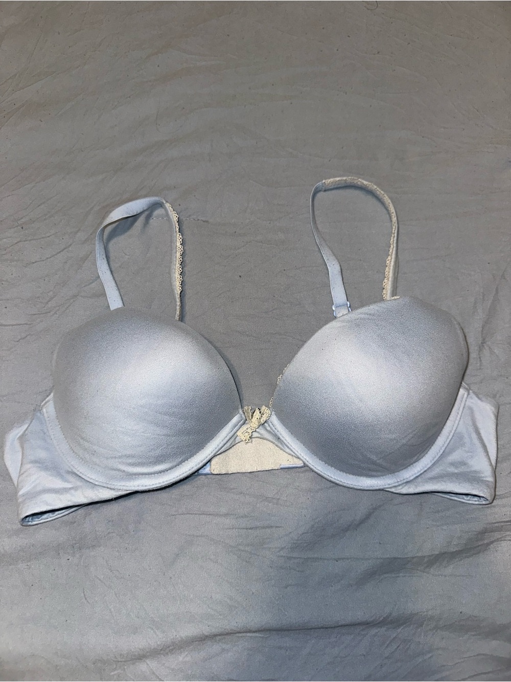 Victoria's Secret Light Gray Padded Bra with Lace Trim